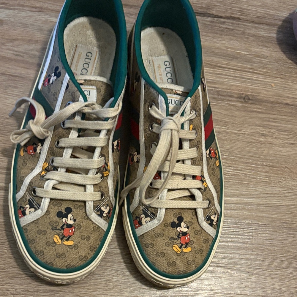 Gucci Men Sneakers with Mickey Mouse - Brown and Red